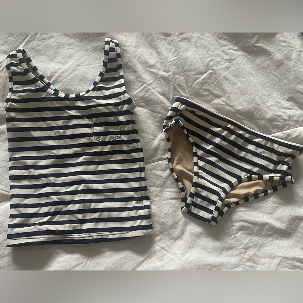 NWT - Crewcuts Girls Tankini - Navy/White Stripe - Size:2